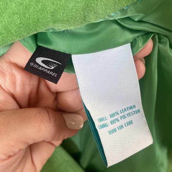 Vintage Sienna Studio Bright Green Suede Button Up Jacket Short Small 90's Y2K - Picture 5 of 5